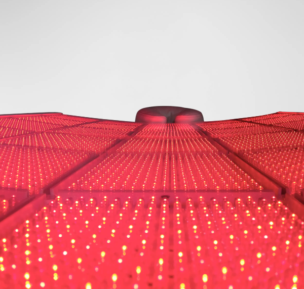 Red LED lights arranged in panels.